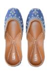 Shop_House of Vitti India_Blue Stone Icicle Embroidered Juttis _at_Aza_Fashions