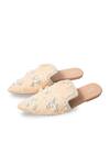 Shop_House of Vitti India_Bloom Pearl Embellished Mules _at_Aza_Fashions