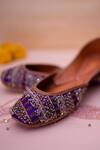 House of Vitti India_Mirah Zari Embroidered Juttis _Online_at_Aza_Fashions