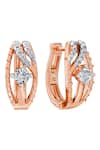 Buy_Divine Solitaires_18kt Rose Gold Diamond Wave Bali Earrings _at_Aza_Fashions