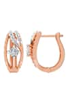 Buy_Divine Solitaires_18kt Rose Gold Diamond Wave Bali Earrings _Online_at_Aza_Fashions