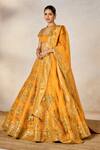 Buy_Masaba_Yellow Cape Viscos Organza Motichur Embroidered Bridal Lehenga Set _Online_at_Aza_Fashions