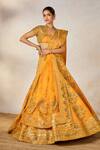 Shop_Masaba_Yellow Cape Viscos Organza Motichur Embroidered Bridal Lehenga Set _Online_at_Aza_Fashions