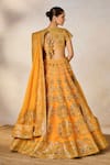 Masaba_Yellow Cape Viscos Organza Motichur Embroidered Bridal Lehenga Set _at_Aza_Fashions