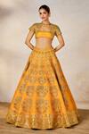 Buy_Masaba_Yellow Cape Viscos Organza Motichur Embroidered Bridal Lehenga Set _Online