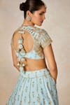 Masaba_Blue Lehenga And Blouse Raw Silk Embroidered Vase Aasman Embellished Bridal Set _at_Aza_Fashions