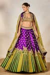 Shop_Masaba_Purple Lehenga And Blouse Raw Silk Embroidered Berry Bel Jamun Fizz Bridal Set _Online_at_Aza_Fashions