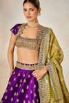 Shop_Masaba_Purple Lehenga And Blouse Raw Silk Embroidered Berry Bel Jamun Fizz Bridal Set 