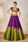 Shop_Masaba_Purple Lehenga And Blouse Raw Silk Embroidered Berry Bel Jamun Fizz Bridal Set _Online