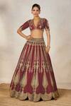 Buy_Masaba_Wine Lehenga And Blouse Heavy Raw Silk Embroidered Gajar Halwa Bridal Set _Online