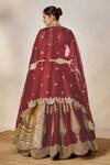 Shop_Masaba_Wine Lehenga And Blouse Heavy Raw Silk Embroidered Gajar Halwa Bridal Set 