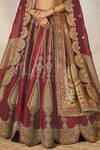 Masaba_Wine Lehenga And Blouse Heavy Raw Silk Embroidered Gajar Halwa Bridal Set _Online