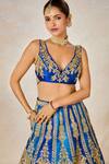 Shop_Masaba_Blue Lehenga And Blouse Heavy Raw Silk Embroidered Sehra Neel Bahar Bridal Set 