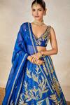 Masaba_Blue Lehenga And Blouse Heavy Raw Silk Embroidered Sehra Neel Bahar Bridal Set _Online