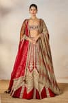 Buy_Masaba_Wine Lehenga And Blouse Heavy Raw Silk Embroidered Kokum Sherbet Bridal Set _Online_at_Aza_Fashions