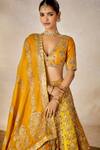 Masaba_Yellow Lehenga Heavy Raw Silk Embroidered Zardozi The Ghevar Bridal Set _Online