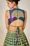 Shop_Masaba_Green Lehenga Heavy Raw Silk Embroidered Dori Plunge V-neck Set 