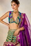 Buy_Masaba_Green Lehenga Heavy Raw Silk Embroidered Dori Plunge V-neck Set _Online