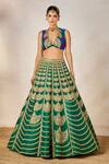 Shop_Masaba_Green Lehenga Heavy Raw Silk Embroidered Dori Plunge V-neck Set _Online