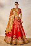 Shop_Masaba_Red Lehenga Heavy Raw Silk Embroidered Zardozi The Gulab Sherbet Bridal Set _Online_at_Aza_Fashions