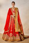 Masaba_Red Lehenga Heavy Raw Silk Embroidered Zardozi The Gulab Sherbet Bridal Set _at_Aza_Fashions