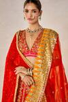 Shop_Masaba_Red Lehenga Heavy Raw Silk Embroidered Zardozi The Gulab Sherbet Bridal Set 