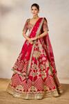 Buy_Masaba_Red Lehenga Heavy Raw Silk Hand Embroidery The Aalu Bukhara Bridal And Veil Set _Online_at_Aza_Fashions