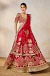 Shop_Masaba_Red Lehenga Heavy Raw Silk Hand Embroidery The Aalu Bukhara Bridal And Veil Set _Online_at_Aza_Fashions