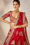 Masaba_Red Lehenga Heavy Raw Silk Hand Embroidery The Aalu Bukhara Bridal And Veil Set _at_Aza_Fashions