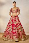 Shop_Masaba_Red Lehenga Heavy Raw Silk Hand Embroidery The Aalu Bukhara Bridal And Veil Set 