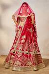 Masaba_Red Lehenga Heavy Raw Silk Hand Embroidery The Aalu Bukhara Bridal And Veil Set _Online