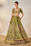 Buy_Masaba_Green Lehenga Heavy Raw Silk Embroidery Sequin Paan The Aam Panna Bridal Set _Online_at_Aza_Fashions