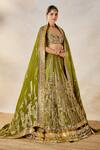 Masaba_Green Lehenga Heavy Raw Silk Embroidery Sequin Paan The Aam Panna Bridal Set _at_Aza_Fashions