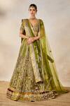 Buy_Masaba_Green Lehenga Heavy Raw Silk Embroidery Sequin Paan The Aam Panna Bridal Set _Online_at_Aza_Fashions