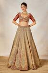 Masaba_Orange Lehenga Heavy Raw Silk Embroidery The Khubani Ka Meetha Bridal Set _at_Aza_Fashions