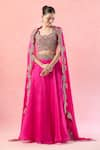 Shop_Ridhima Bhasin_Pink Embroidered Paisley Scallop Waist Lehenga Set _Online_at_Aza_Fashions