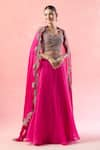 Ridhima Bhasin_Pink Embroidered Paisley Scallop Waist Lehenga Set _at_Aza_Fashions