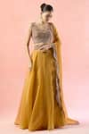 Ridhima Bhasin_Yellow Embroidered Paisley Scallop Waist Lehenga Blouse Set _at_Aza_Fashions