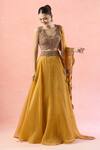 Buy_Ridhima Bhasin_Yellow Embroidered Paisley Scallop Waist Lehenga Blouse Set 