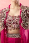 Buy_Ridhima Bhasin_Pink Embroidered Floral Blouse Round Paisley Cape With Sharara Set _Online_at_Aza_Fashions