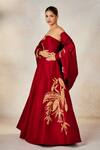 Buy_Masaba_Red Heavy Raw Silk Embroidery Kusum Kali The Paan Pasand Gown With Shrug _Online