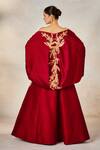 Masaba_Red Heavy Raw Silk Embroidery Kusum Kali The Paan Pasand Gown With Shrug 