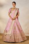 Masaba_Pink Lehenga Heavy Raw Silk Embroidered Zardozi The Gulab Barfi Bridal Set _at_Aza_Fashions