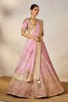 Buy_Masaba_Pink Lehenga Heavy Raw Silk Embroidered Zardozi The Gulab Barfi Bridal Set 