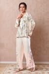 Buy_AK-OK_Off White Printed Botanical Collared Shirt With Pant _at_Aza_Fashions