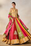 Shop_Masaba_Multi Color Lehenga Gulposh Viscose Raw Silk Embroidered The Rainbow Barfi Set _Online_at_Aza_Fashions