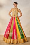 Shop_Masaba_Multi Color Lehenga Gulposh Viscose Raw Silk Embroidered The Rainbow Barfi Set 