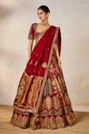 Shop_Masaba_Red Blouse- Heavy Raw Silk Embroidery Anant Bel The Anar Bagh Bridal Lehenga Set _Online_at_Aza_Fashions