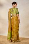 Buy_Masaba_Gold Saree Georgette Tissue Patchwork Scoop Son Barfi Set With Dupatta 