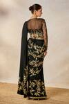 Masaba_Black Saree Moss Crepe Embroidered Zardozi Sunheri Bel Stitched Set With Shrug _at_Aza_Fashions